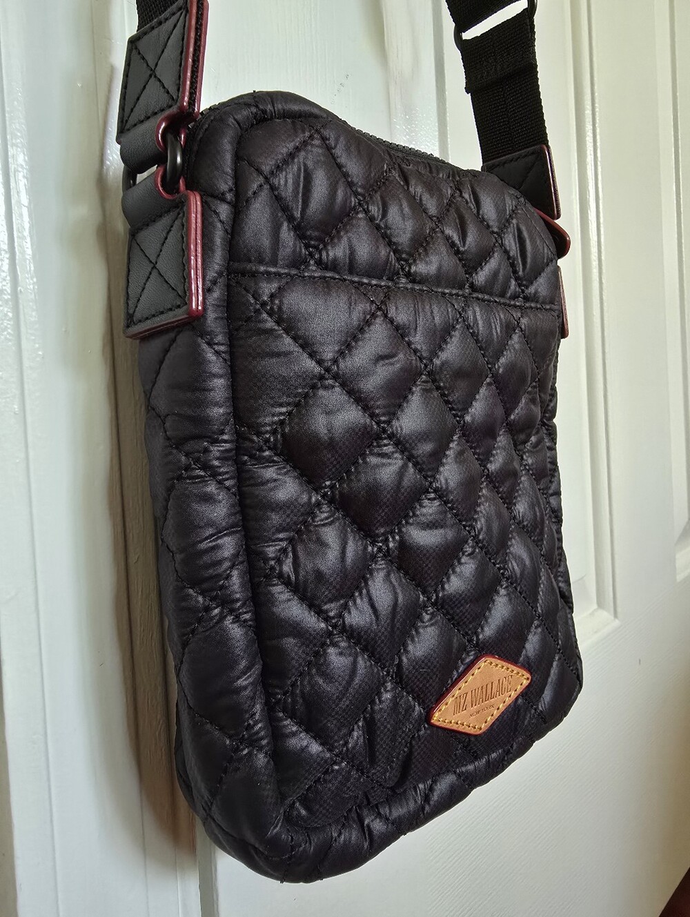 MZ Wallace Black Quilted Crossbody with Tan Logo Accent NWOT - Picture 4 of 10